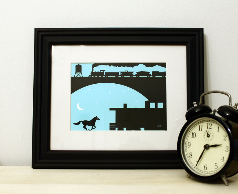 Blue horse train framed art print for sale by Ricky Colson