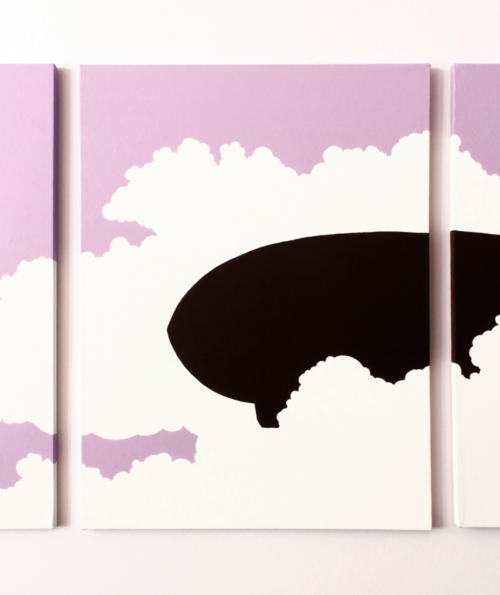 Pink blimp abstract wall art by Ricky Colson