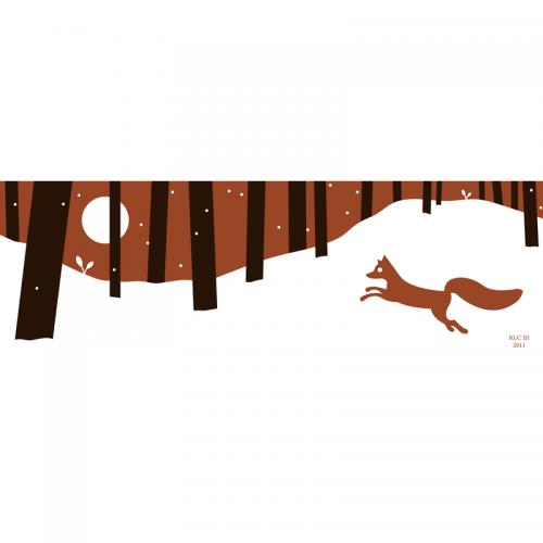 Red fox winter forest modern silhouette art print for sale by Ricky Colson