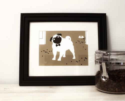 Pug dog with bow tie framed art print for sale by Ricky Colson